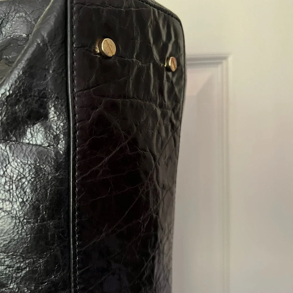 Tory Burch Satchel. Large. Black. Leather18” W by 9.5”H.4” Depth. 8” Bag Handle. - Picture 6 of 15